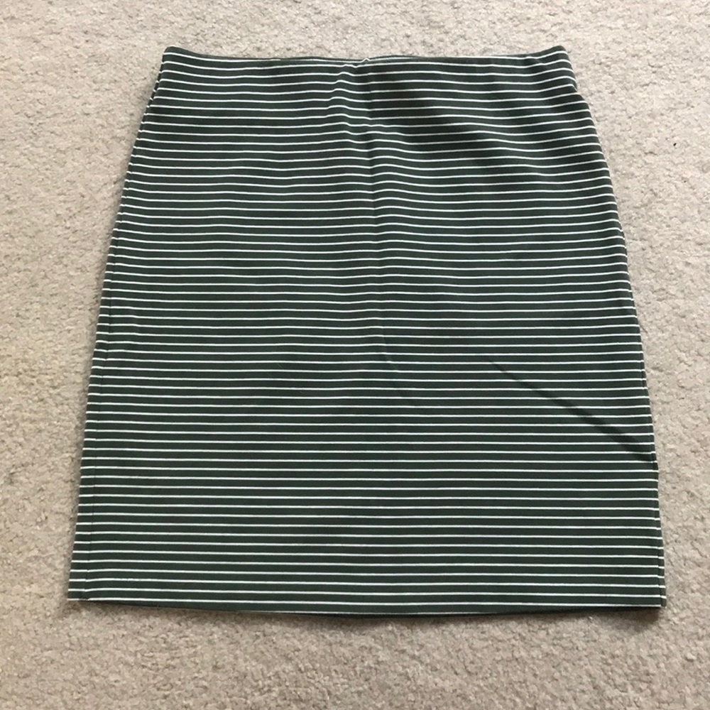 Green and white striped pencil skirt